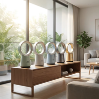 Ventilateur de bureau 23 pieds/secondes avec télécommande, 30/60/90 °   Ventilateur de table oscillant sur pied avec 8 vitesses, ventilateur sans pales à 8 minuteries pour chambre, bureau, maison