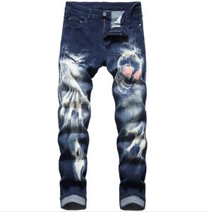 Fashion Streetwear <strong>Men</strong> <strong>Jeans</strong> 3D <strong>Printed</strong> <strong>Jeans</strong> <strong>Men</strong> Hip Hop Pants Slim Fit Punk Style Designer <strong>Jeans</strong> - Product Image 1