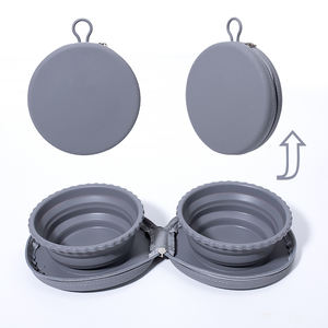 BPA livre silicone bacias do cão para viagens fácil tendo dobrável tigela dupla - Product Image 4