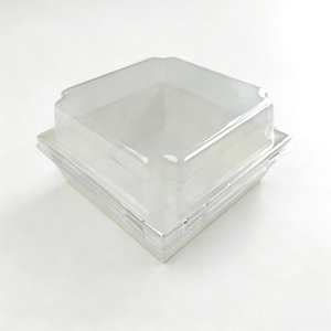 Disposable Food-Grade Customizable Clear Flip Top <strong>Cake</strong> <strong>Box</strong> with <strong>White</strong> Base - Product Image 2