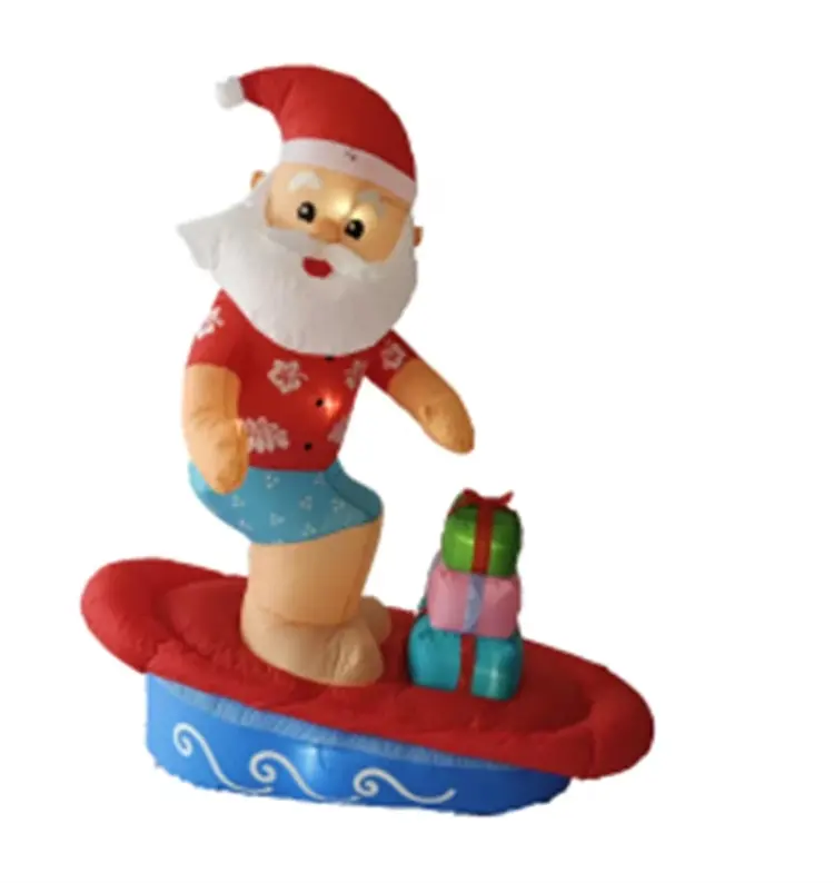 Oem Odm Fabrikant Schattige Opblazen Kerstman Surfen Kerst Reclame Opblaasbare Kerst Werf Decoratie