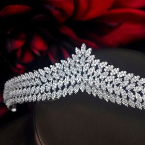 HIBRIDE luxe Micro CZ pavé Sparkilng femmes diadème de mariée et couronne Mariage reine diadème Bijoux cheveux accessoires fête cadeau C-74 - Product Image 4