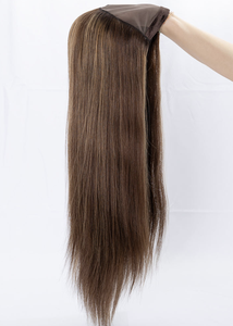 Perruque en cheveux humains bruns en U, densité 150%, cheveux humains vierges chinois lisses, vente en gros, perruque pré-coupée à couches <span class=keywords><strong>avec</strong></span> <span class=keywords><strong>bonnet</strong></span> - Product Image 3