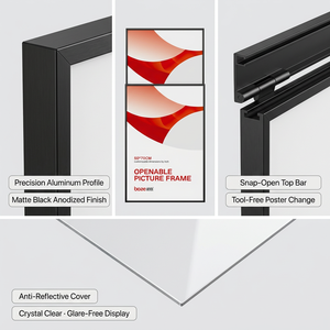 <span class=keywords><strong>Cadre</strong></span> en aluminium BOZE 25 mm à ouverture rapide A1 <span class=keywords><strong>A2</strong></span> A3 A4, à fixation murale, pour affiches, idéal pour les magasins de détail et les restaurants - Product Image 5