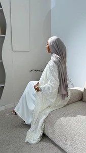 <span class=keywords><strong>Abbigliamento</strong></span> Islamico Tradizionale di Lusso Personalizzato per Donne, Set di 2 Pezzi con Perline e Paillettes, Abaya Aperta da <span class=keywords><strong>Donna</strong></span> all'Ingrosso - Product Image 3