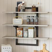 Étagères flottantes en bois pour mur, 24 pouces, cuisine, salle de bain, étagère à café à 3 niveaux, supports pliables, salon, moderne