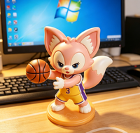 Niedliche Rosa Fuchs-Basketballspieler PVC Sammelfigur 8cm Anpassbare Kinder-Schreibtischdekoration & Sport-Werbegeschenk Spielzeug