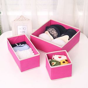 Clothing Organizer Storage Box Set Foldable Stackable Rectangular Underwear <b>Drawer</b> Organizer Solid Color Non Woven Fabric <b>6</b> - Product Image 3
