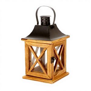 Porte-bougie rétro classique en fer carré de style nordique, en bois et en verre, fait à la main, écologique, décoration d'intérieur pour Noël - Product Image 4