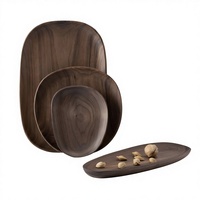 Ensemble de Plats à Dîner en Noyer Noir d'Amérique du Nord de Luxe Personnalisé Irrégulier Cadeau de Quatre ou Plus pour la Maison et la Salle à Manger