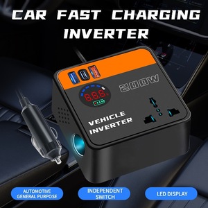Convertisseur de courant pour voiture 200W 12V 24V vers 110V 220V double sortie avec charge rapide USB Type C pour utilisation en véhicule - Product Image 4