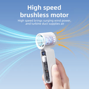 Ventilador de Mano con Velocidad Ajustable de 1 a 100, Pantalla Digital Inteligente, Enfriamiento con Hielo, Cuerpo Transparente, Batería de 2000 mAh, Sin Escobillas, para Hogar y Auto - Product Image 3