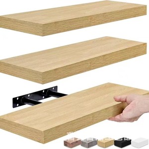 Floating <b>Wall</b> <b>Shelf</b> Natural Wood Color Rectangle Durable <b>Wall</b> <b>Mounted</b> Type For Bedroom Bathroom Living Room Storage Organization - Product Image 1
