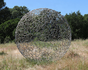 Scultura astratta dell'acciaio inossidabile della statua del metallo Led del giardino di arte moderna della sfera della sfera vuota per Squire fuori dal lato - Product Image 1