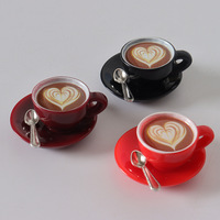Miniature de maison de poupée XR : Assiette à pain et gâteau en résine, mini-jouet, ornement de simulation alimentaire, modèle de jeu, accessoires tasses à café et cuillères