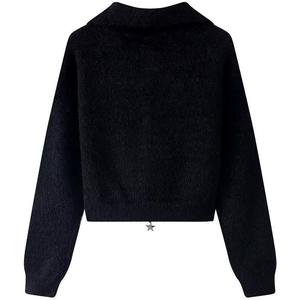 Women's Knitted <b>Cardigan</b> Long Sleeve Zipper Embroidered Star Contrast Color Loose Fit Anti-Pilling Winter Wear - Product Image 4