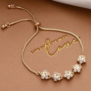 Pulsera de Cuentas con Zirconia en Forma de Estrella de Cinco Puntas, Chapada en Oro de 18K, Moderna, Regalo para la Mejor Amiga, Versión Coreana, Simple, Estilo Ins - Product Image 4