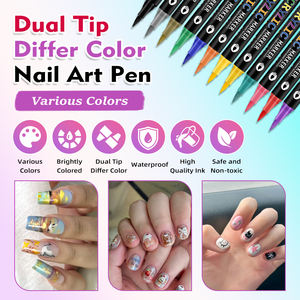 Set di <span class=keywords><strong>Pennarelli</strong></span> <span class=keywords><strong>per</strong></span> Nail Art in Acrilico con Doppia Punta, Penna <span class=keywords><strong>per</strong></span> Decorazione Unghie Non Tossica, Kit <span class=keywords><strong>per</strong></span> Decorazione Unghie Fai-da-Te Senza UV - Product Image 2