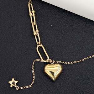 Collar con Colgante de Estrella y Corazón de Acero Inoxidable, Diseño Nuevo, Chapado en Oro PVD, Antideslustre, para Mujer, Venta al Por Mayor - Product Image 2