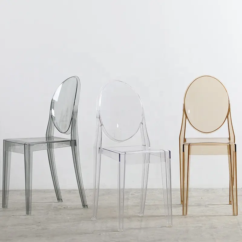 Cadeira de plástico transparente para casamento, cadeira francesa de policarbonato de plástico transparente