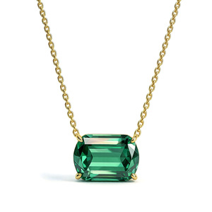 Collar Clásico <span class=keywords><strong>de</strong></span> Plata 925 Chapado en Oro con Gema Sintética <span class=keywords><strong>de</strong></span> Corte Esmeralda, Ideal para Regalo <span class=keywords><strong>de</strong></span> Compromiso, Boda o Fiesta, Joyería Fina - Product Image 5