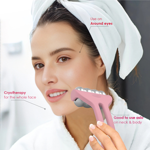 Rodillo <span class=keywords><strong>Derma</strong></span> de Hielo Rosa para Masaje DE LA Piel del Área DE LOS Ojos, Alivio DE LA Migraña y Estiramiento Facial, Tipo de Enchufe ZA, Novedad - Product Image 3