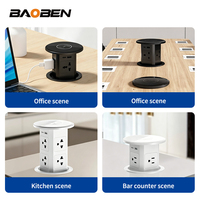 BAOBEN Prise de bureau escamotable avec chargement sans fil et USB, multifonctionnelle pour îlot de cuisine