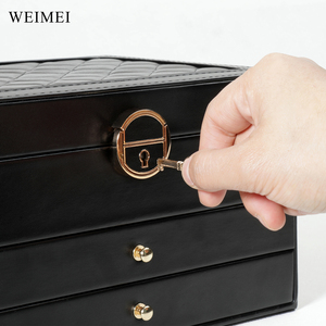 Estuche de Joyería WEIMEI de Cuero PU con Múltiples Cajones, Caja de Regalo para Collares, Pendientes, Pulseras, Anillos, Organizador de Joyas de Viaje - Product Image 5