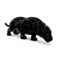 Sculpture de panthère noire abstraite, faite à la main, écologique, en fibre de verre, peinte à la main, modèle d'animal sauvage