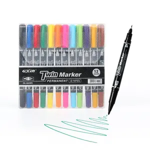 Colour Pen Gxin G-107CL 12pcs/set Fine Point Pen Wholesale Multi Color Fine Tip Pen Painting New Design Dual Tip Fineliner Pen Set
