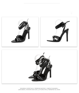 2024 European, American and European Rivet Cross Strap High Heel <b>Pointed</b> Sandals 35-41 - Product Image 6