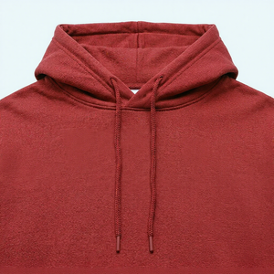 Men's <b>Red</b> Hooded Sweatshirt With White Sleeve Stripes Casual Knitted <b>Hoodie</b> Regular Fit Solid Color Autumn Wear - Product Image 6