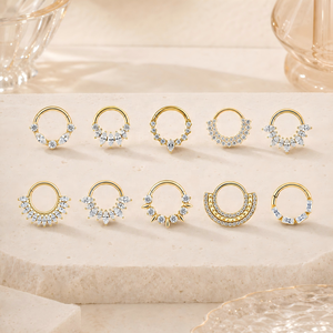 Kaishee Anneau de nez articulé en titane de qualité implantaire ASTM F136, type clicker, pour piercing corporel - Product Image 2