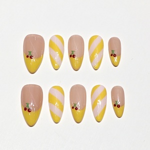 Uñas Postizas de Diseño de Moda Muhaha, <span class=keywords><strong>Manicura</strong></span> <span class=keywords><strong>Francesa</strong></span> en Tono Nude <span class=keywords><strong>con</strong></span> Puntas Amarillas - Product Image 2