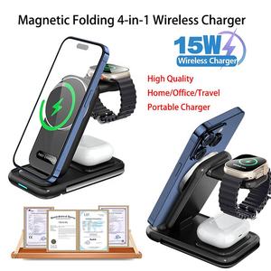Chargeur sans fil magnétique pliable 4 en 1 25W pour iPhone Xiaomi <span class=keywords><strong>Samsung</strong></span> Galaxy <span class=keywords><strong>Watch</strong></span> 6 <span class=keywords><strong>5</strong></span> 4 Station de charge rapide - Product Image 1