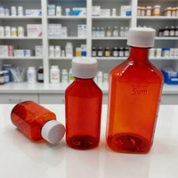 Bouteille en plastique PET transparente ambrée de 30 ml et 60 ml pour préparation pharmaceutique liquide, sirop contre la toux