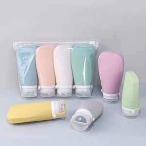 Botella de champú de viaje de silicona reutilizable portátil de 90ML, loción exprimible, contenedor de almacenamiento de lavado corporal cosmético, botellas de viaje - Product Image 2