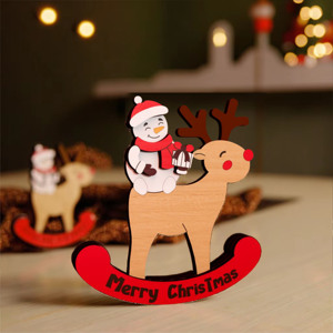 Nuevos centros de mesa navideños 2026: Decoraciones de renos de madera y Papá Noel para el hogar, adornos navideños. - Product Image 2