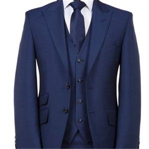 Trajes de <span class=keywords><strong>hombre</strong></span> <span class=keywords><strong>azul</strong></span> <span class=keywords><strong>marino</strong></span> hechos a medida, los más vendidos, de 3 piezas, con botonadura sencilla, tallas grandes, transpirables, chaqueta, pantalón y chaleco de frente plano - Product Image 1