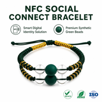 Pulsera Inteligente NFC con Cordón Ajustable y Cuentas para Eventos de Redes Sociales, Marca Personal y Enlaces Digitales