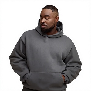 Men's Oversized Zipper Hoodie Solid Color Cotton Fleece Casual Pullover Autumn Style Pocket Design Oversized Fit - Product Image 3