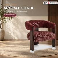 Fauteuil moderne en bois massif chinois avec revêtement en jacquard chenille pour salon, bureau et salle de séjour