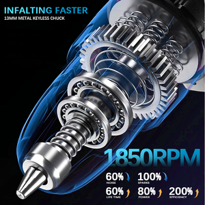 Аккумуляторная электрическая Ударная дрель для аккумулятора 18 В 1850 об/мин с бесщеточным двигателем, Индивидуальная поддержка - Product Image 5