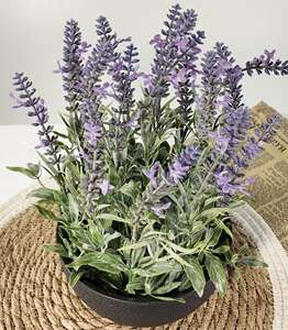 造花 プラスチック ラベンダー 植物 テーブル用 本物そっくり フェイク ラベンダー 鉢植え 装飾 結婚式 ホーム ガーデン 卒業式 - Product Image 1