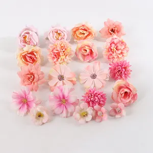 Gerçekçi parlak gül şakayık çiçek kafaları DIY düğün ev dekor malzemeleri zengin renk yapay ipek toplu