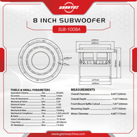 GRANVOZ Siap Kirim 1000 WATTS 3" Aluminium Hitam VC Dual 4+4 Ohm 8 Inch Subwoofer Sistem Audio Mobil Sub Woofer Speaker