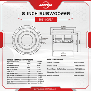 GRANVOZ - <span class=keywords><strong>Subwoofer</strong></span> de 8 Pulgadas <span class=keywords><strong>para</strong></span> Coche, Sistema de Audio de 1000 Vatios, 3 Pulgadas, Aluminio Negro, VC Dual de 2+2 Ohmios, Envío Inmediato - Product Image 4