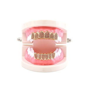 Ornamento Masculino Europeo de Hip Hop para Encías, con Incrustaciones Coloridas de Circonita, Rojo <span class=keywords><strong>Granada</strong></span> y Dorado - Product Image 5