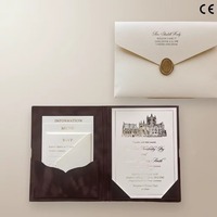 Invitations de mariage personnalisées en typographie, monogramme doré, velours brun chocolat, fournitures de mariage