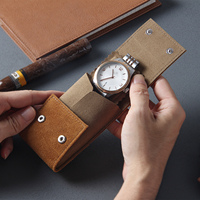 Étui de montre rectangulaire léger multifonction en cuir PU de luxe avec bouton-pression pour le rangement de montres en voyage, modèle HX-2110
